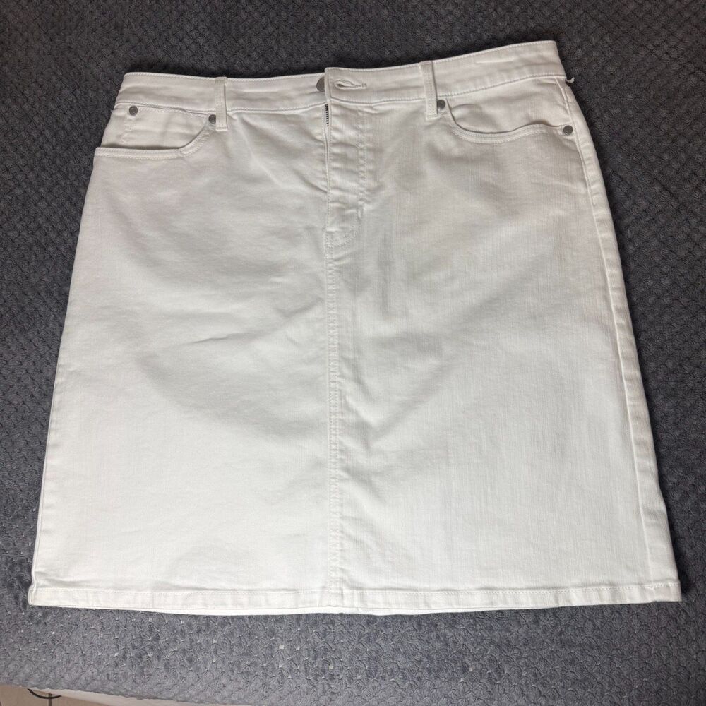 Talbots White Denim Skirt Women’s size 12 5-Pocket Straight A-Line